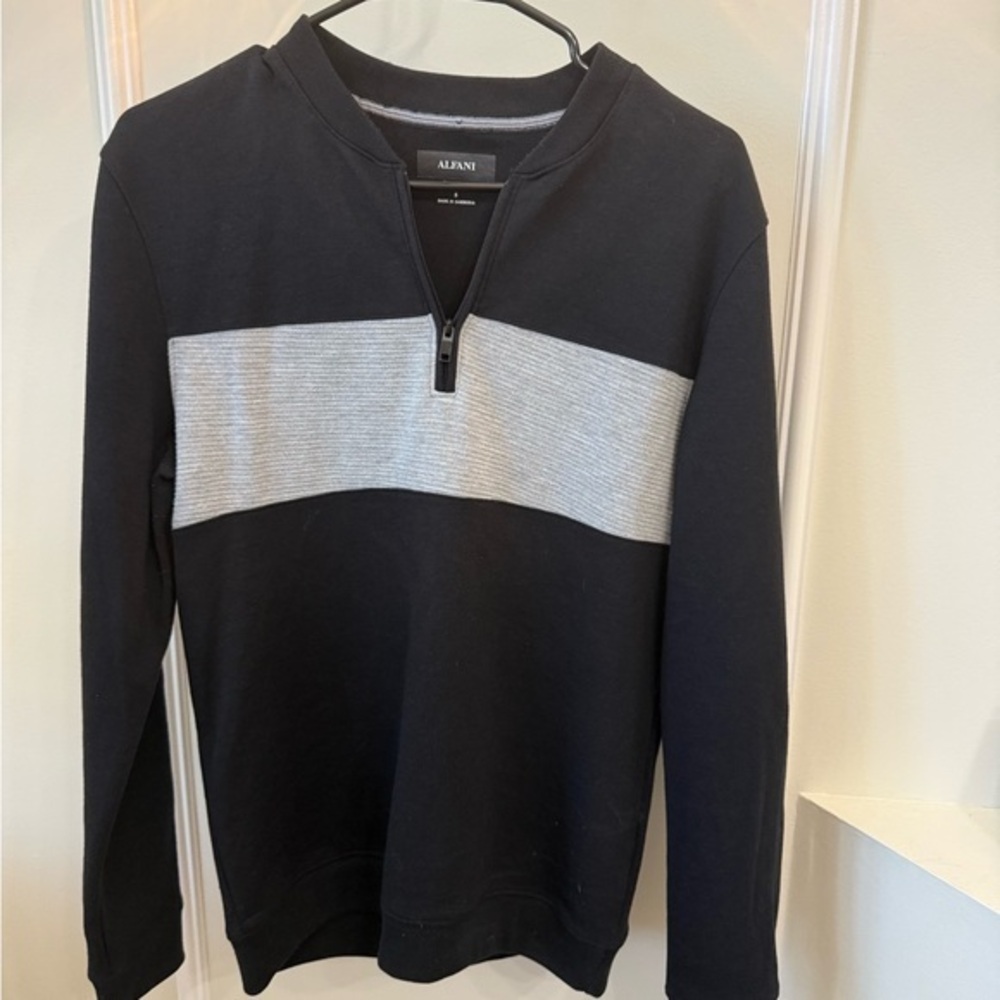Alfani Men's Zip-Up Sweater in Black and Gray